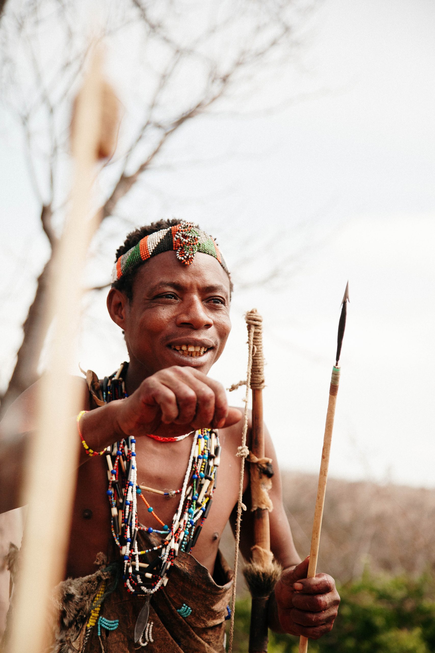 Gap year, student & group Safari's hadzabe nomad chief greeting