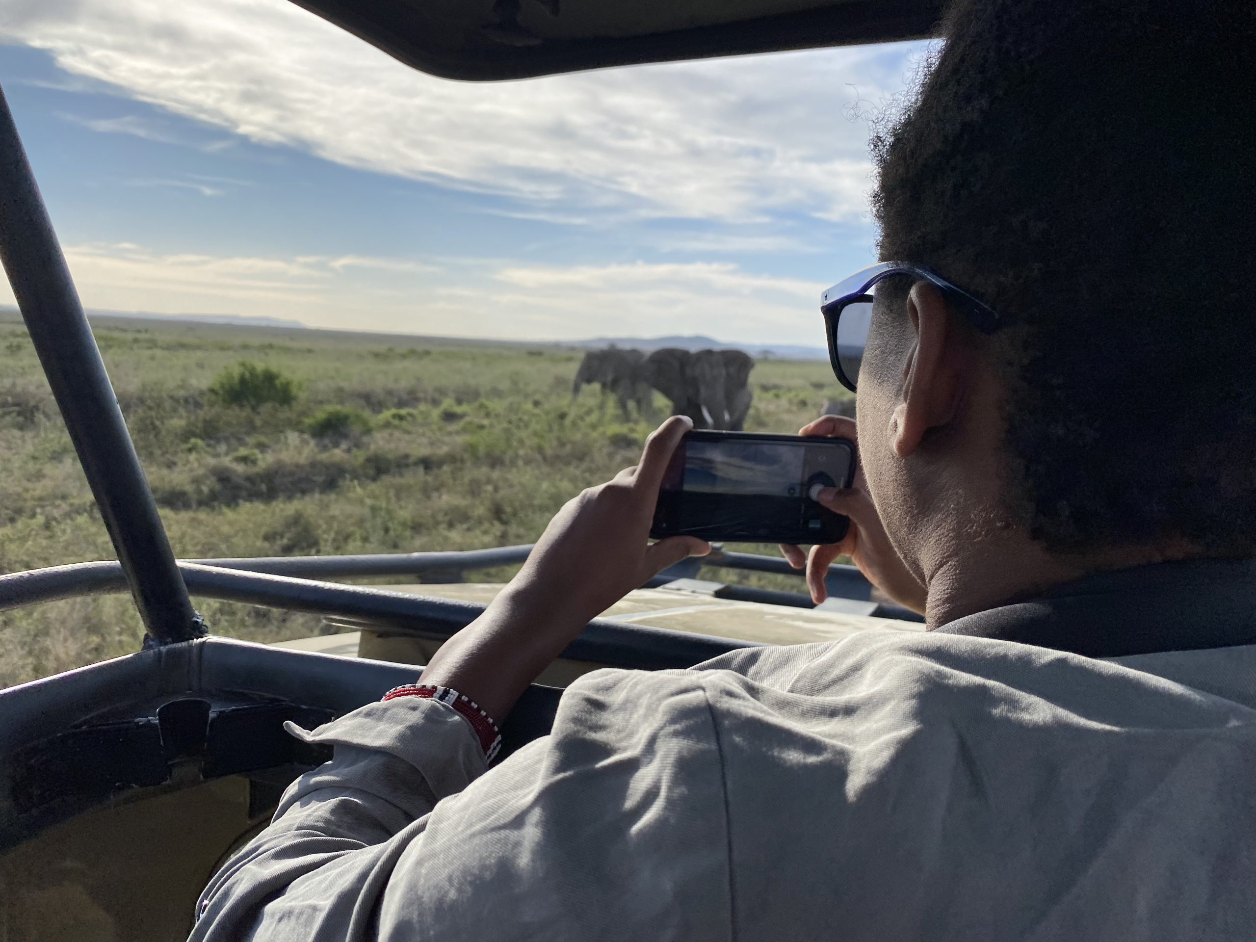 Bonita taking a photograph of an Elephant
